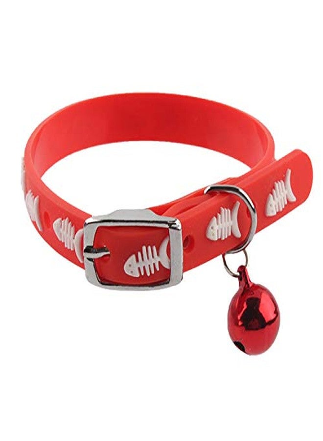 THE DDS STORE Adjustable Multiple Colors Superb Style Pet Dog Rubber Silicone Cat Collar with Bell Puppy Collar Training Collar ---(RED) - Image 2